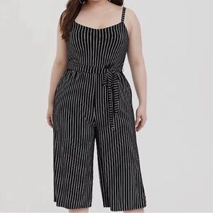Torrid Black & White Striped Jumpsuit